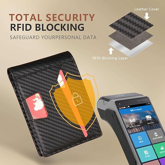 RFID Wallet for Men, Leather Mens Wallet with 2 ID Windows, Stylish in Gift Box, Perfect Gifts for Men(Black)