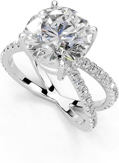 Split Shank Solitare Lab Grown Round Diamond Engagement Ring in 14K Gold, Platinium for Women - IGI Certified (F-G Color, VS1-VS2 Clarity)