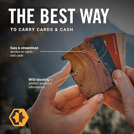Ridge Wallets for Men - Slim Minimalist Wallet For Men, Front Pocket Wallets for Men, RFID Wallet For Men - Card Holder Wallet (Mopane)