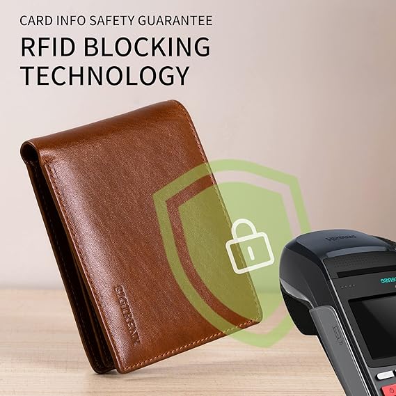 Leather Wallet for Men, Genuine Leather Mens Wallets Bifold, Rfid Blocking Men's Wallets with 2 ID Windows