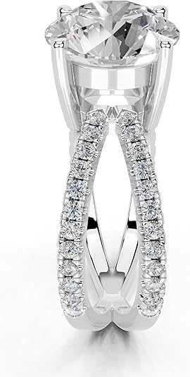 Split Shank Solitare Lab Grown Round Diamond Engagement Ring in 14K Gold, Platinium for Women - IGI Certified (F-G Color, VS1-VS2 Clarity)