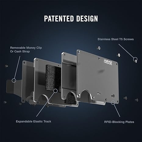 The Ridge Wallet For Men, Slim Wallet For Men - Thin as a Rail, Minimalist Aesthetics, Holds up to 12 Cards, RFID Safe, Blocks Chip Readers, Aluminum Wallet With Money Clip (Gunmetal)