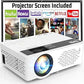TMY Mini Projector, Upgraded Bluetooth Projector with Screen, 1080P Full HD Portable Projector, Movie Projector Compatible with TV Stick Smartphone/HDMI/USB, indoor & outdoor use
