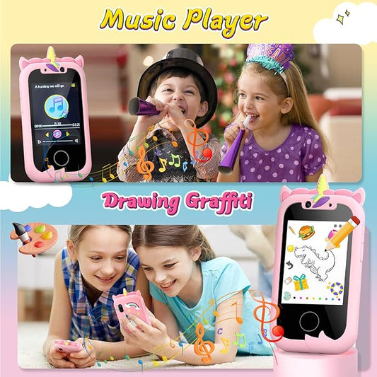 Kids Smart Phone Toy, 32GB Educational Pretend Play Phone for Boys & Girls Ages 3-12 with Camera, Music Player, Drawing App, Learning & Fun Toy, Ideal Christmas & Birthday Gift for Kids