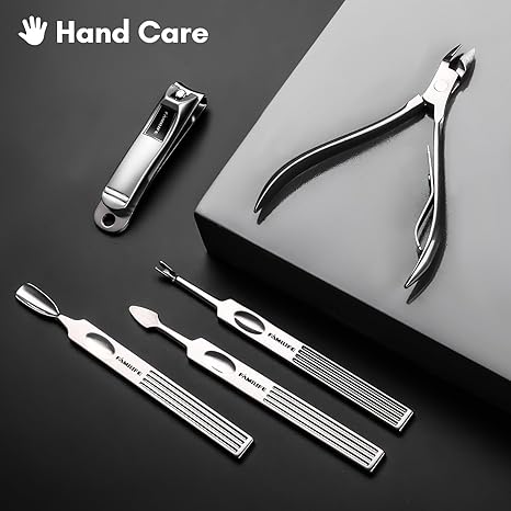 FAMILIFE Manicure Set, Professional Manicure Kit Nail Clippers Set 11 in 1 Stainless Steel Pedicure Tools Nail Kit Men Grooming Tool with Portable Brown Leather Travel Case Luxury Gifts for Him