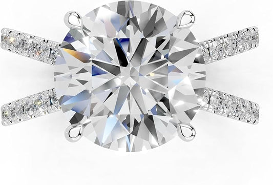 Split Shank Solitare Lab Grown Round Diamond Engagement Ring in 14K Gold, Platinium for Women - IGI Certified (F-G Color, VS1-VS2 Clarity)