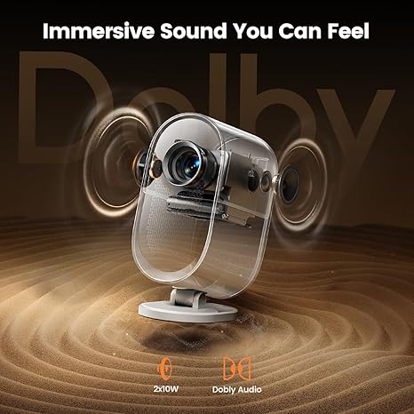 [Unique Design/Dolby Audio] Projector with WiFi6 and 2-Way Bluetooth, 20W Speakers, 1080P Home Theater Movie Proyector, Auto Focus&Keystone, iWIMIUS Flagship for Indoor&Outdoor (White, Standard)