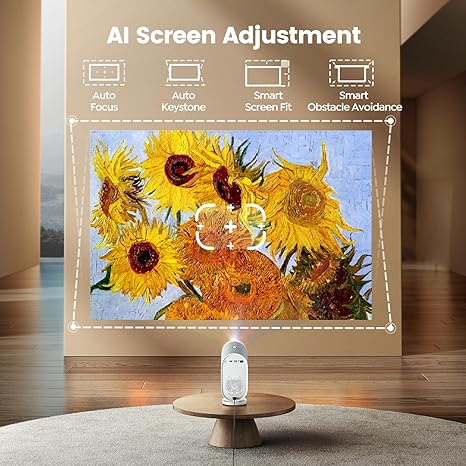 [Unique Design/Dolby Audio] Projector with WiFi6 and 2-Way Bluetooth, 20W Speakers, 1080P Home Theater Movie Proyector, Auto Focus&Keystone, iWIMIUS Flagship for Indoor&Outdoor (White, Standard)